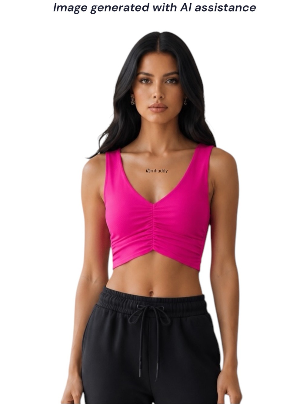 Suzette Collection OS pink ruched cropped tank